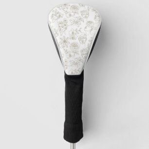 Schwarz-weißes vintage Blumen-Gesichtslinien-Muste Golf Headcover