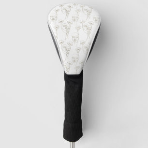 Schwarz-weißes vintage-blumen-Gesichtslinienmuster Golf Headcover