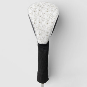 Schwarz-weißes vintage-blumen-Gesichtslinienmuster Golf Headcover
