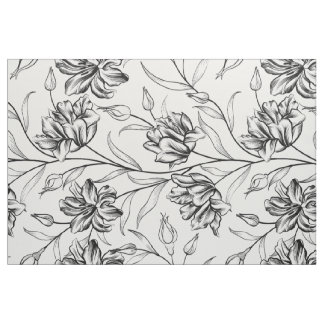 Schwarz-weißes Vintage-Blumenmuster Stoff
