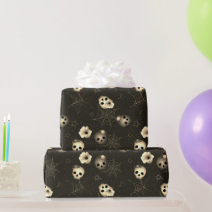 Schwarz-weißes Vintage-Halloween-Muster Geschenkpapier