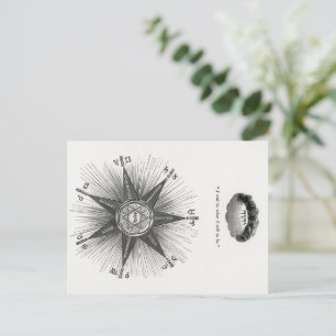 Schwarz-weißes Vintages Horoskop zodiac, Astrologi Postkarte