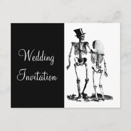 Schwarz-weißes Vintages Skelett Goth Wedding Einla Einladung