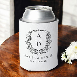 Schwarz-weißes Wappen Moderne Monogramm Hochzeit Dosenkühler
