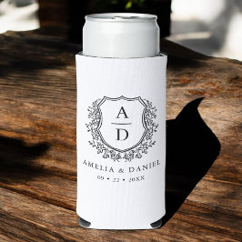 Schwarz-weißes Wappen Moderne Monogramm Hochzeit Selters Dosenkühler