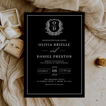 Schwarz-weißes Wappen Monogram Elegante Hochzeit