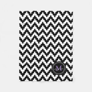 Schwarz-weißes weiches Zickzack des Monogramm-  Fleecedecke