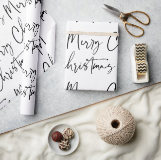 Schwarz-weißes Weihnachts-Script-Geschenk Geschenkpapier