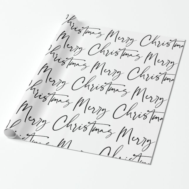 Schwarz-weißes Weihnachts-Script-Geschenk Geschenkpapier (Ungerollt)
