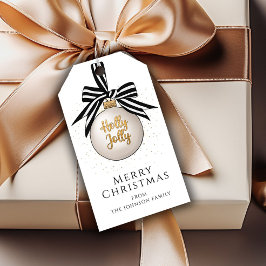 Schwarz-weißes Weihnachtsbauble Geschenkanhänger