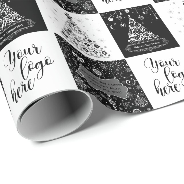 Schwarz-weißes Weihnachtsgeschenk Geschenkpapier (Rolleneckpunkt)