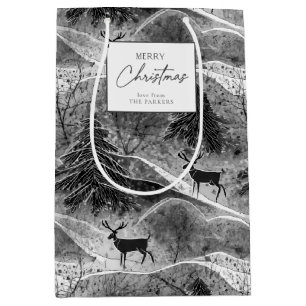 Schwarz-weißes Weihnachtsmuster#13 ID1009 Wrapping Mittlere Geschenktüte