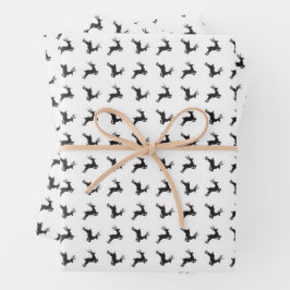 Schwarz-weißes Weihnachtswrapping-Papier für Reind Geschenkpapier Set