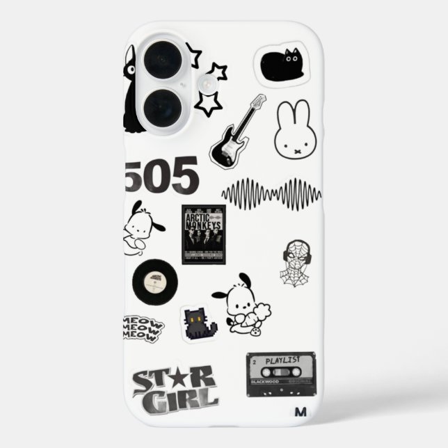 Schwarz-weißes Y2K-Telefon Case-Mate iPhone Hülle (Rückseite)