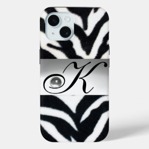 SCHWARZ-WEISSES ZEBRA FUR GRAY GEM MONOGRAM, Case-Mate iPhone HÜLLE