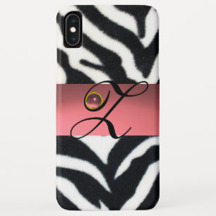 SCHWARZ-WEISSES ZEBRA FUR PINK GEM MONOGRAM, Case-Mate iPhone HÜLLE