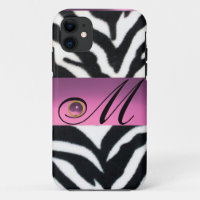 SCHWARZ-WEISSES ZEBRA FUR PINK LILAC GEM MONOGRAM,