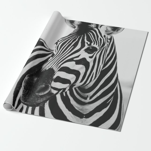 SCHWARZ-WEIßES ZEBRA GESCHENKPAPIER (Ungerollt)
