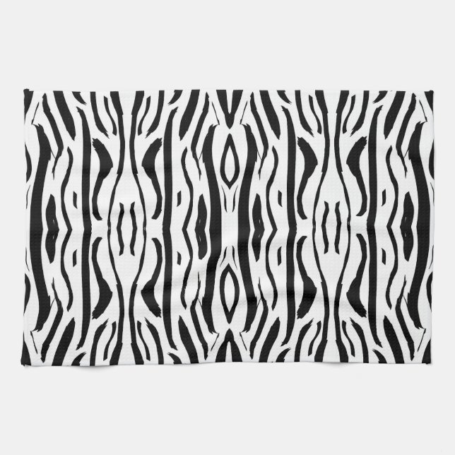 Schwarz-weißes Zebra- oder Tigermuster Geschirrtuch (Horizontal)