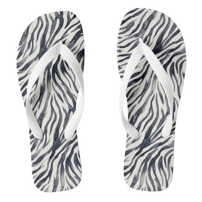 Schwarz-weißes Zebradruck-Muster Flip Flops (Fußbett)