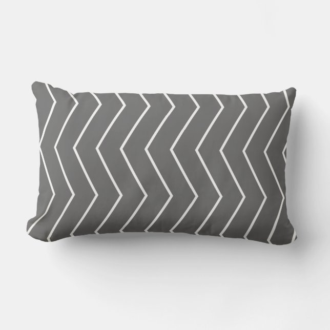 Schwarz-weißes Zigzag Muster Lumbar Pillow Lendenkissen (Vorderseite)