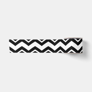 Schwarz-weißes Zigzag Zickzack Muster Satinband