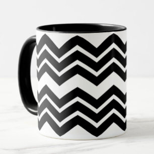 Schwarz-weißes Zigzag Zickzack Muster Tasse