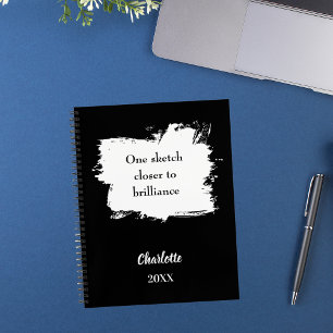 Schwarz-weißes Zitat zu Sketchbook-Inspiration Notizbuch