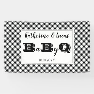 Schwarz   White Karos Baby Q GRILLEN Dusche Banner