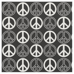 Schwarz White Peace Sign and Konturen Pattern Stoff