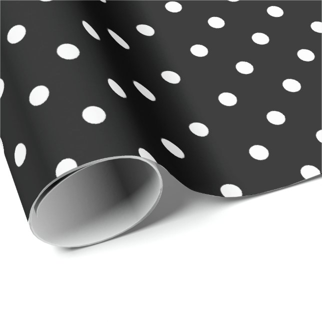 Schwarz | White Polka Dot Wrapping Paper Geschenkpapier (Rolleneckpunkt)