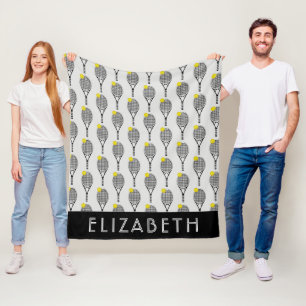 Schwarz  White Tennis Personalisiert Name oder Mon Fleecedecke