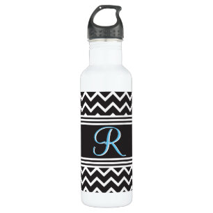 Schwarz   White Zickzack Gothic Zigzag Monogram Edelstahlflasche