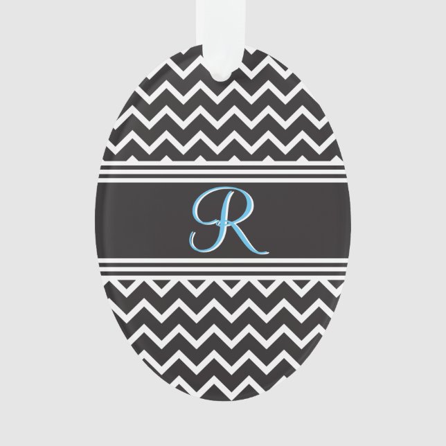Schwarz | White Zickzack Gothic Zigzag Monogram Ornament (Vorderseite)