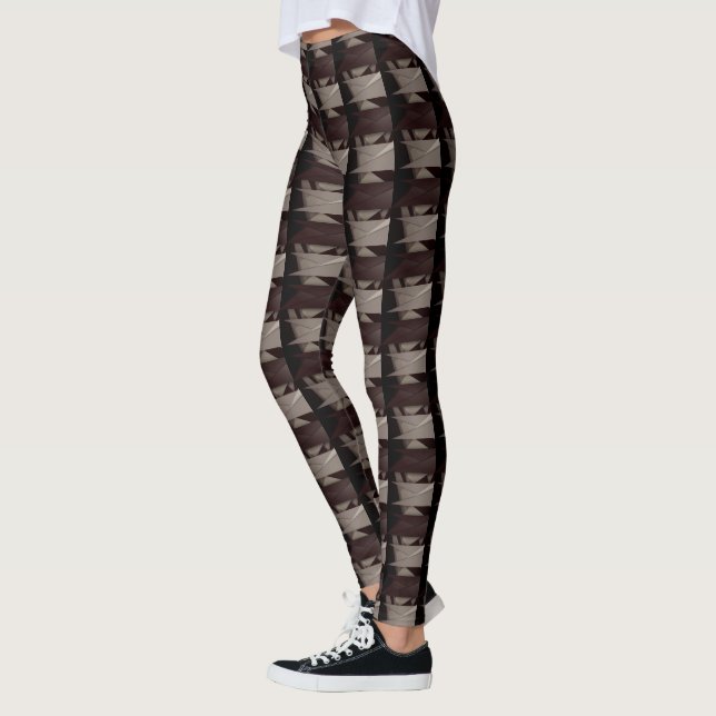 Schwarz, wiederholt geometrisch, Streifen oder Dre Leggings (Links)