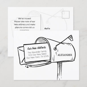 Schwarz Wir haben uns bewegte verzweifelte Mailbox Postkarte