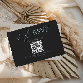 Schwarz, wo immer Blue Wedding RSVP Cards beginnen Karte