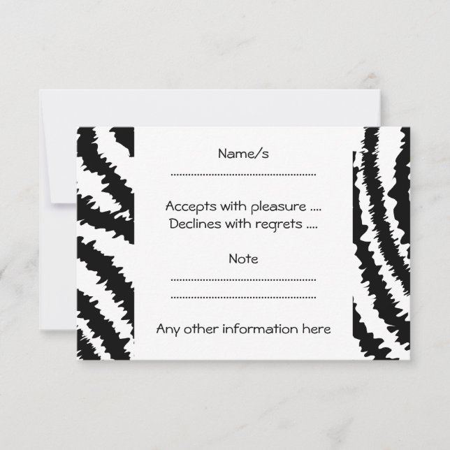 Schwarz Zebra Print Muster. RSVP Karte (Vorderseite)