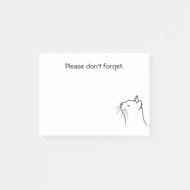 Schwarz zeichnend niedliche Katze, die nach den No Post-it Klebezettel (Vorderseite)