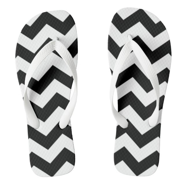 Schwarz Zickzack Flip Flops (Fußbett)