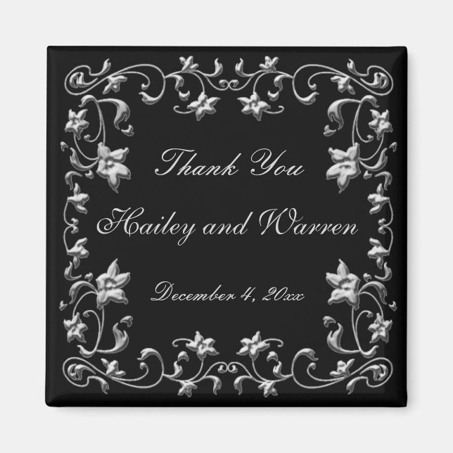 Schwarz-Zinn-Gastgeschenk Hochzeit Magnet (Vorne)