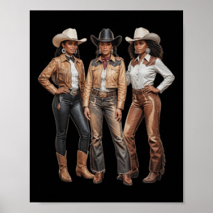 Schwarzafrikanischer Cowgirl-Western Country Tex Poster
