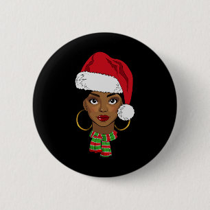 Schwarzafrikanischer Santa Afro Weihnachten Melani Button