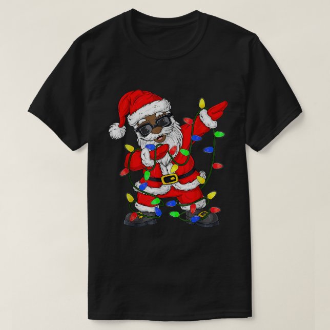 Schwarzafrikanischer Weihnachtsmann Weihnachts-Paj T-Shirt (Design vorne)