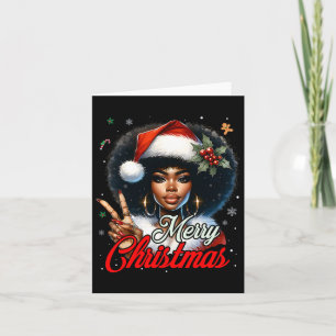 Schwarzafrikanisches Weihnachtsmädchen Melanin San Karte