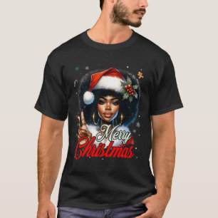 Schwarzafrikanisches Weihnachtsmädchen Melanin San T-Shirt