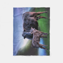Schwarzangus-Kuh und Kalb Fleecedecke
