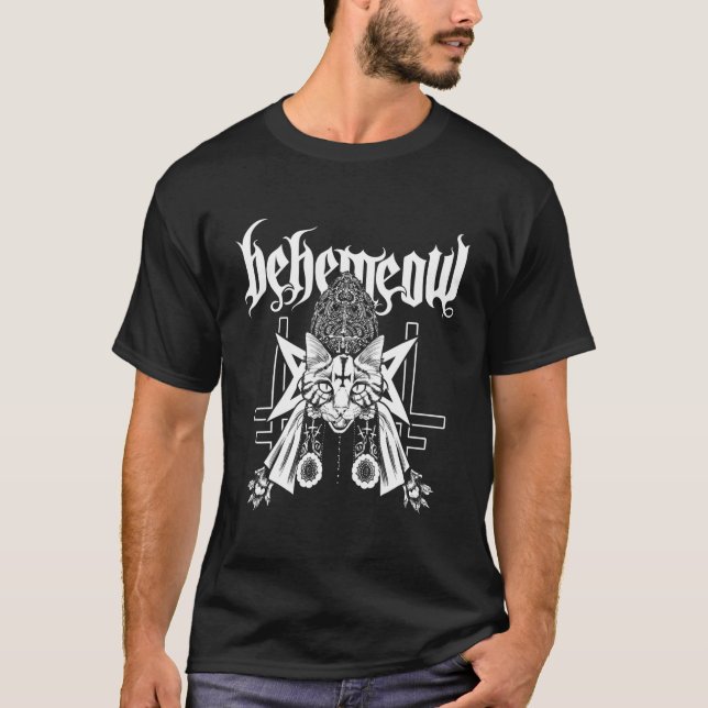 Schwarzarbeit: Niedliche Satanic Death Metal Cat T-Shirt (Vorderseite)