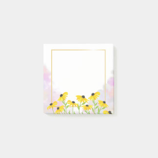 Schwarzaugige Susan-Blumen auf sanften Pastellwolk Post-it Klebezettel