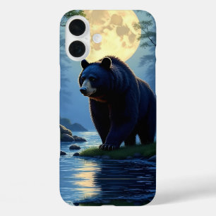 Schwarzbär im Wald am Wasser iPhone 16 Plus Hülle